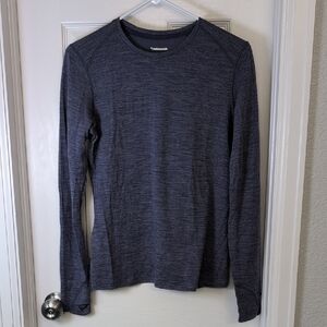 Heathered Navy  Wool Long Sleeve Top